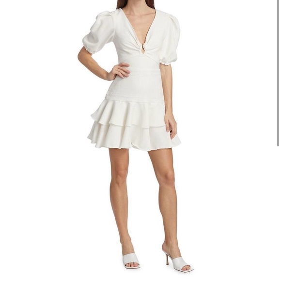 PatBO Lace Trim Puff Sleeve Minidress - Picture 1 of 8